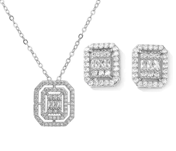 ELITE | Gold/Silver Necklace/Earring | AAA Grade Cubic Zirconia