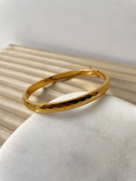 HYATT | Tarnish Free | Gold/Silver Ridged Textured | Bangle (3 widths: 4mm/6mm/8mm)