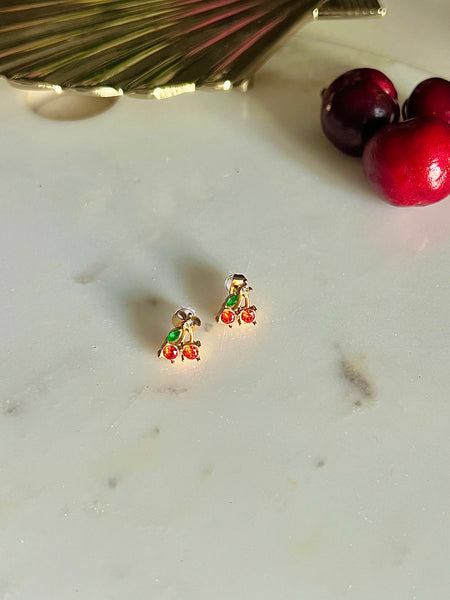 CHERRY ON TOP 🍒| Tarnish Free | Gold Cherry Studs | Earrings