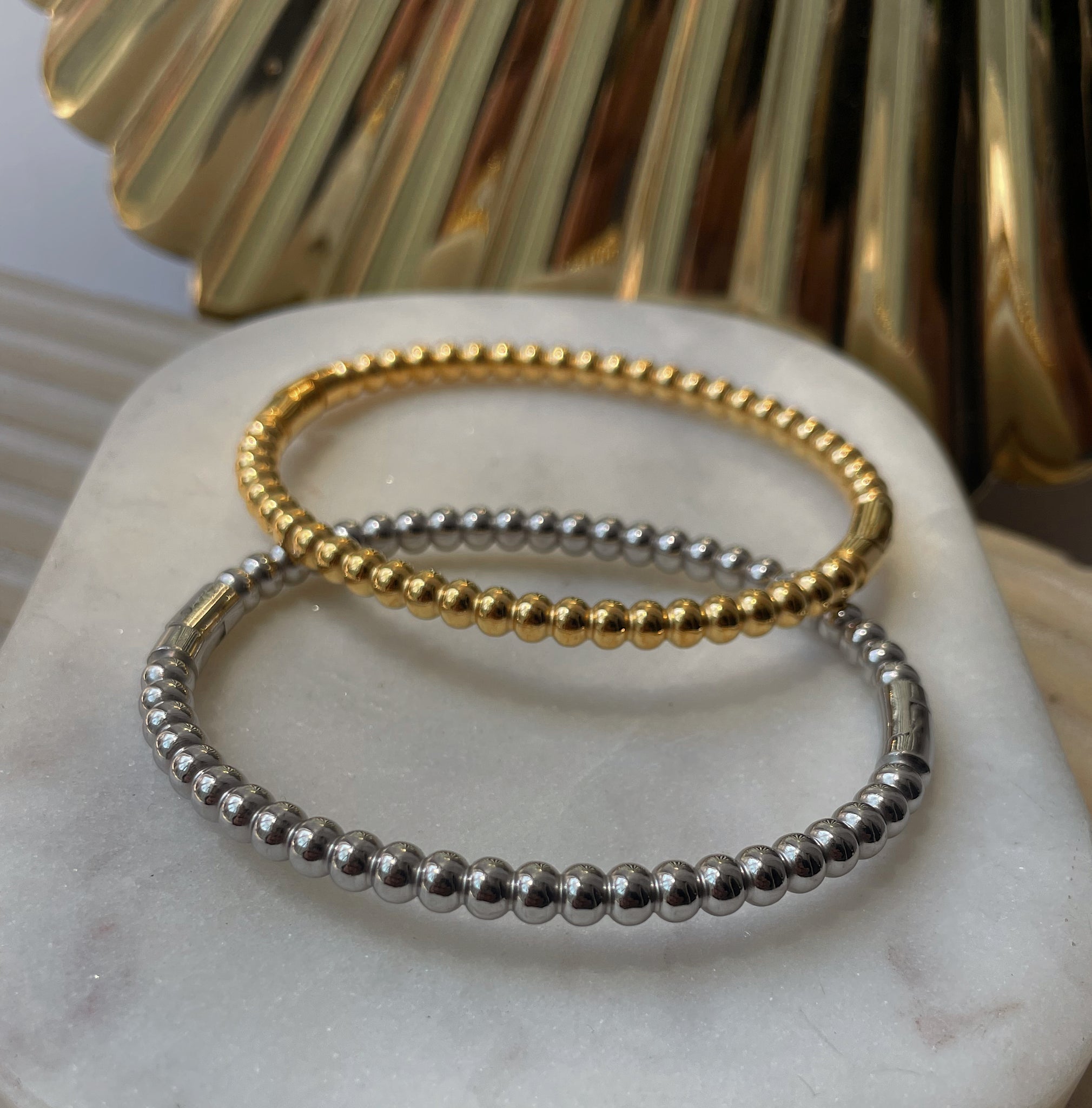 LUYANDA | Tarnish Free | Gold/Silver Ball Textured | Bangle