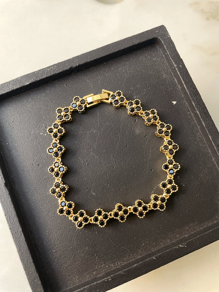 GARDENIA | Gold Clear/MultiColored/ Black Multi-Clover Flower | Necklace/Bracelet