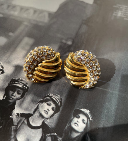 VALERIE | Tarnish Free | Gold Chunky Encrusted Oval Stud | Earrings