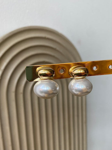 FELICIA | Gold/Silver And Faux Pearl | Chunky Studs|