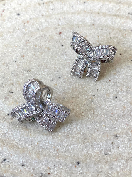 ESMERALDA | Silver Luxury Cubic Zirconia | Bow Stud | Earrings