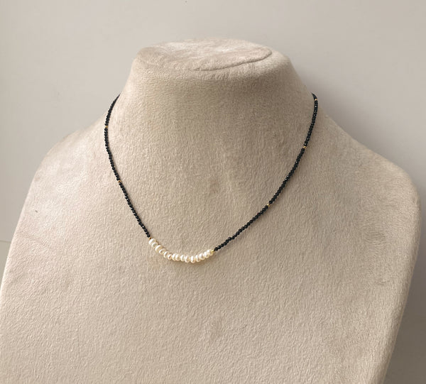 BEIRUT | Tarnish-Free | Black Beaded Gold and Pearl | Necklace