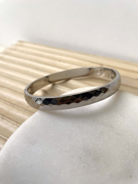 HYATT | Tarnish Free | Gold/Silver Ridged Textured | Bangle (3 widths: 4mm/6mm/8mm)