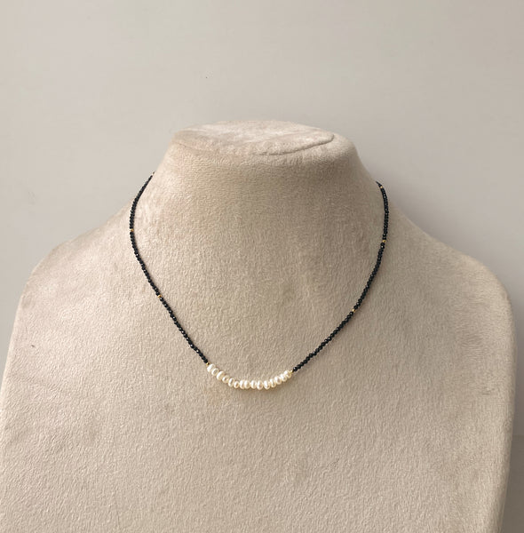 BEIRUT | Tarnish-Free | Black Beaded Gold and Pearl | Necklace