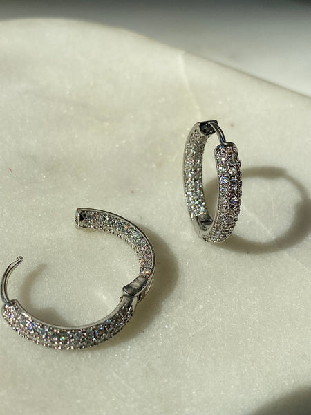 AMY| Cubic Zirconia Encrusted Hoops