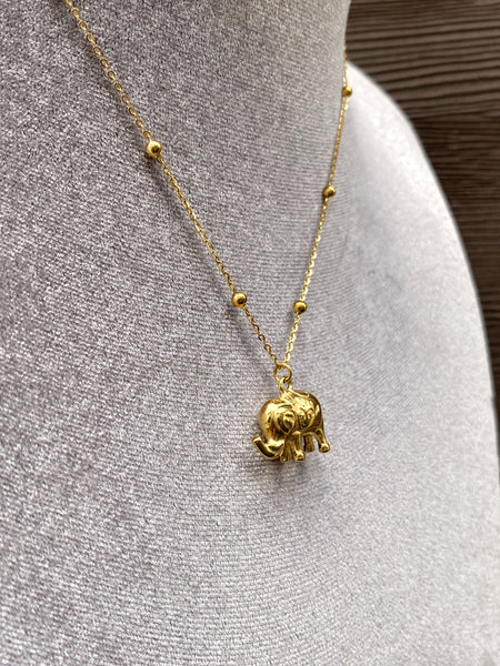 ELLIE| Gold Stainless Steel | Elephant Pendant Necklace