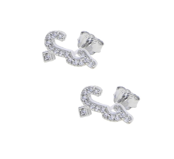 DAZZLING SILVER ARABIC INITIAL EARRING | Cubic Zirconia | SINGLE PIECE