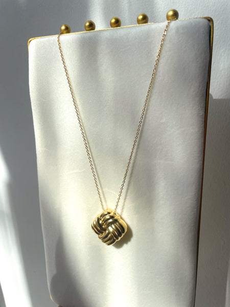 KATHERINE NECKLACE | Tarnish Free | Gold Chunky Woven Square | Necklace