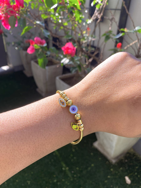 ISHANA | Gold Evil Eye Charm | Stainless Steel 18k Gold | Bracelet