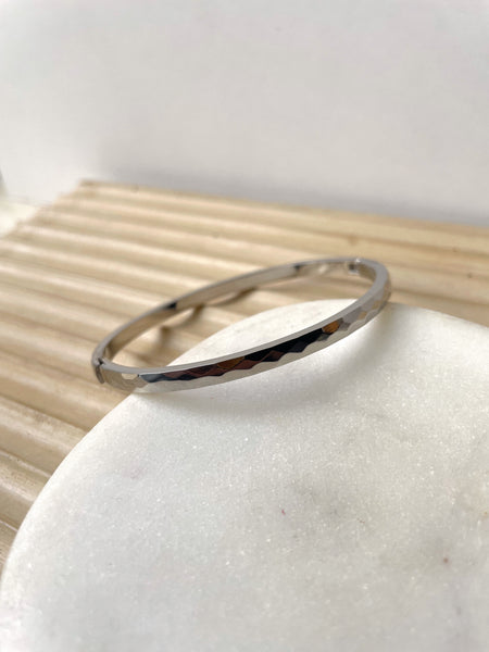 HYATT | Tarnish Free | Gold/Silver Ridged Textured | Bangle (3 widths: 4mm/6mm/8mm)