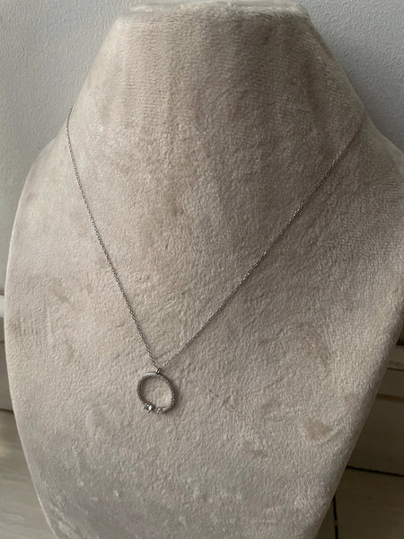 MOONLIGHT | S925 Sterling Silver | 18ct Gold/Platinum Plated | Open Circle Encrusted | Necklace