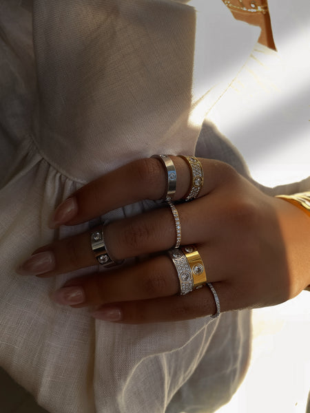 VIP | Tarnish Free | Stainless Steel | Gold/Silver Chunky Encrusted | Ring (1 piece)