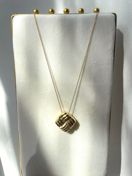 KATHERINE NECKLACE | Tarnish Free | Gold Chunky Woven Square | Necklace