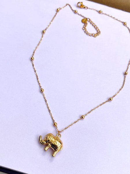 ELLIE| Gold Stainless Steel | Elephant Pendant Necklace