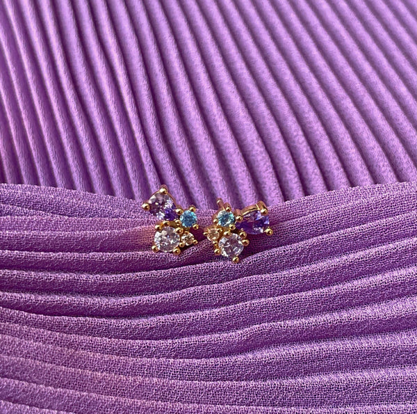 INDIGO | S925 Sterling Silver | 18k Gold Plated I Cubic Zirconia | Purple-Blue Stud | Earring