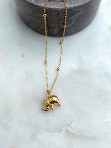 ELLIE| Gold Stainless Steel | Elephant Pendant Necklace