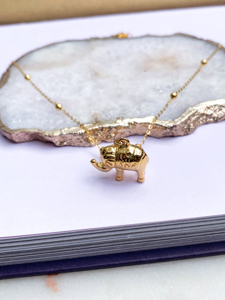 ELLIE| Gold Stainless Steel | Elephant Pendant Necklace