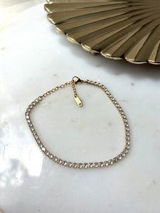 GOLDEN ICE | Tarnish-Free | Tennis Anklet | Stainless Steel | Gold