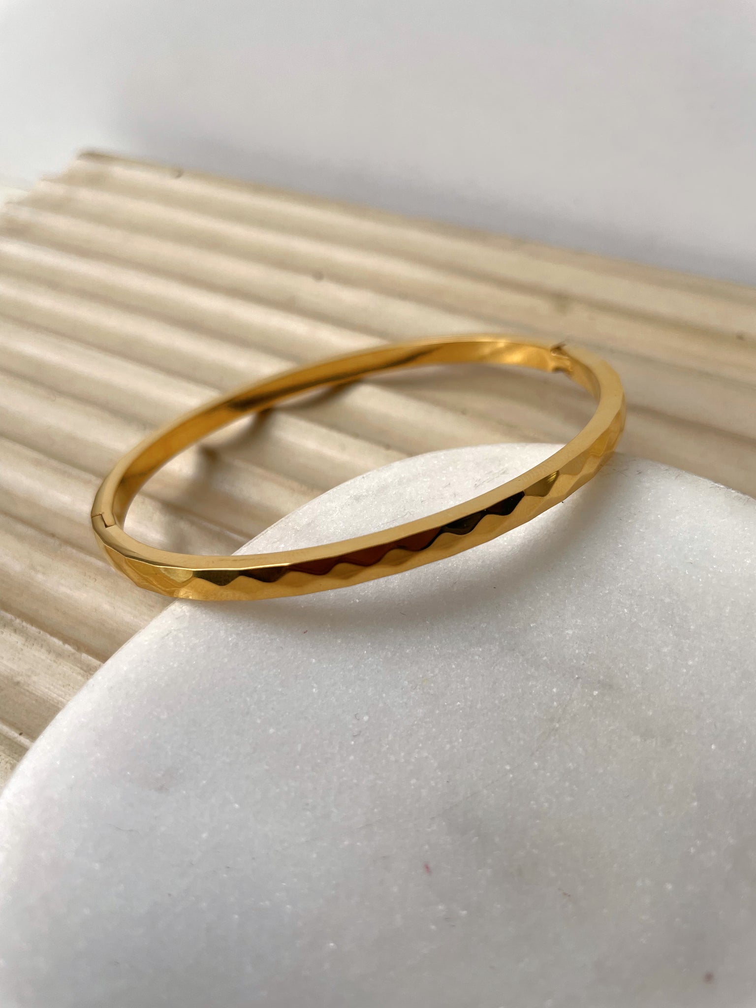 HYATT | Tarnish Free | Gold/Silver Ridged Textured | Bangle (3 widths: 4mm/6mm/8mm)