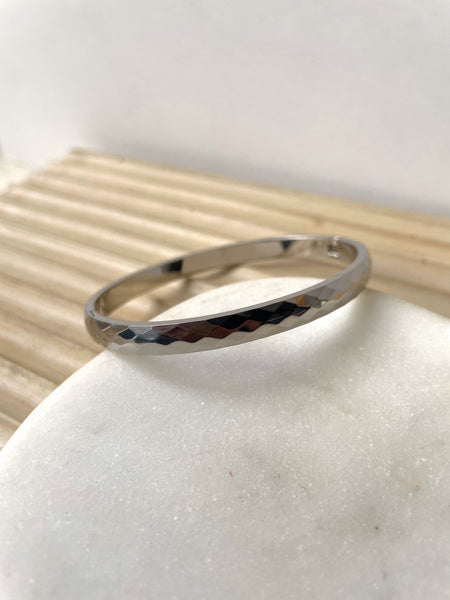 HYATT | Tarnish Free | Gold/Silver Ridged Textured | Bangle (3 widths: 4mm/6mm/8mm)