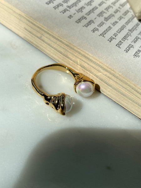 EDITH | Tarnish Free | Adjustable | Gold Pearl Ring