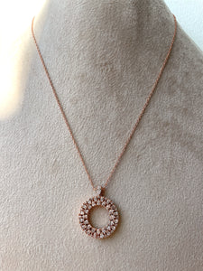OPULENCE | Rose-Gold Circular Pendant Luxury Necklace | AAA Grade Cubic Zirconia