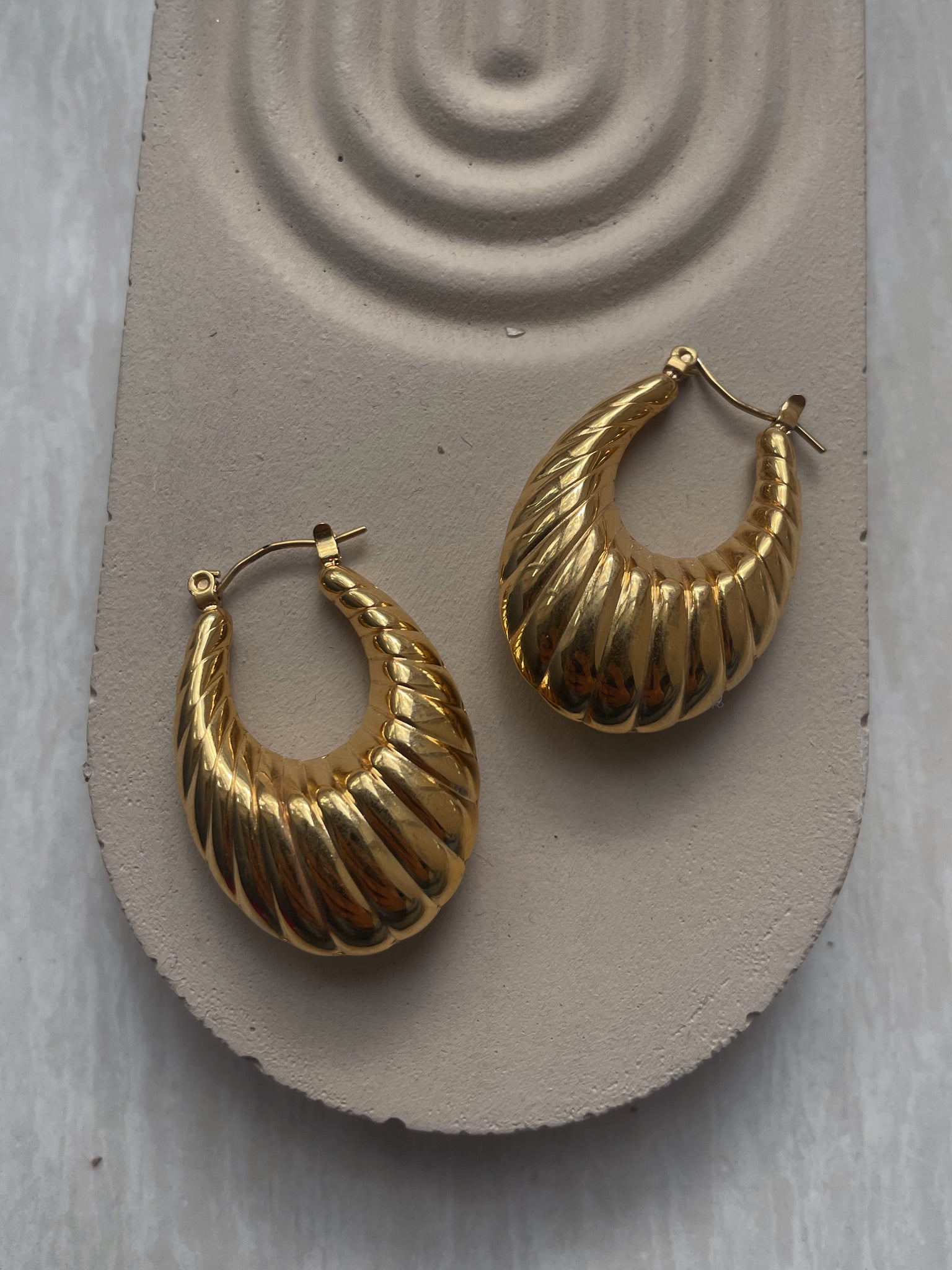 SHELLED HOOPS | Tarnish Free | Gold Chunky Shell Hoop | Earrings