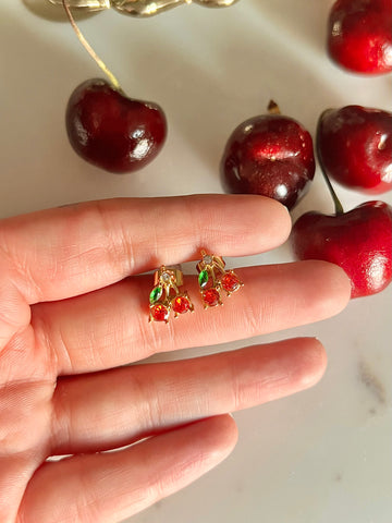 CHERRY ON TOP 🍒| Tarnish Free | Gold Cherry Studs | Earrings