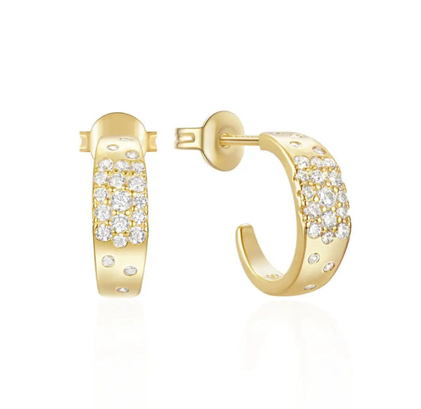 MIRELLA | S925 Sterling Silver 18ct gold/platinum plated | Clear Cubic Zirconia Hoops| Earring