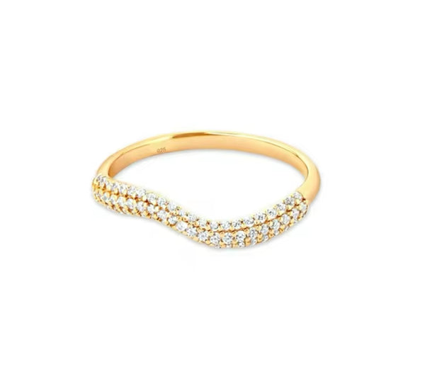 LUXE WAVE RING | S925 | Gold cubic zirconia band | Ring
