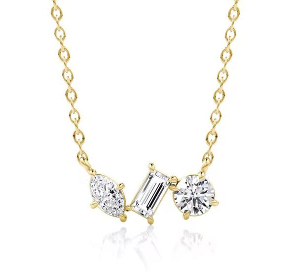 REMILYN | S925 Sterling Silver | 18ct Gold/Platinum Plated |Encrusted Bar Necklace