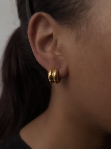 HOPE | Tarnish Free | Chunky Ridged Curved hoops | Gold