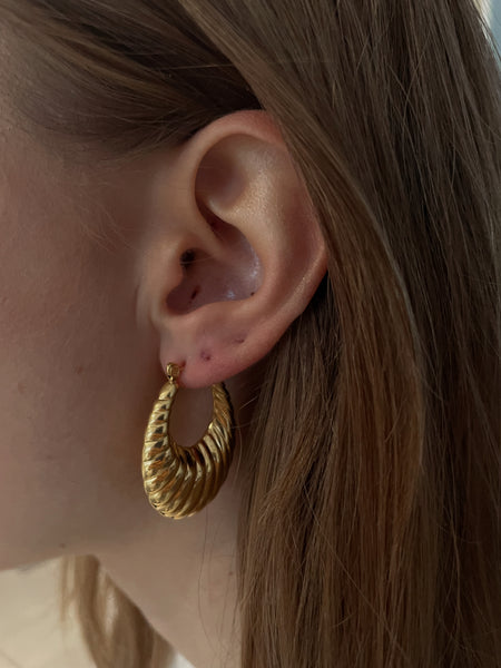 SHELLED HOOPS | Tarnish Free | Gold Chunky Shell Hoop | Earrings