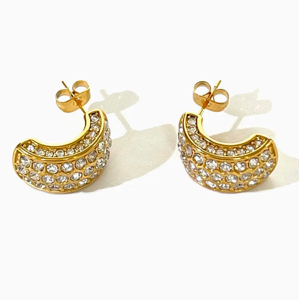 MYSTIC | Tarnish-Free | Gold Cubic Zirconia Encrusted Chunky | Earring