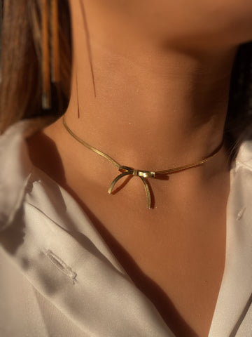 IT GIRL | Tarnish Free | Gold/Silver Mini Bow | Choker Necklace