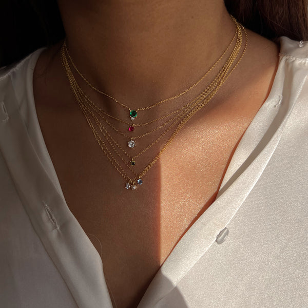 SERENITY | Tarnish Free | S925 Sterling Silver 18ct Gold Plated | Cubic Zirconia | Dainty Drop Necklace