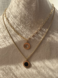 RITCHIE | Tarnish-Free | Gold Double Layer Paperclip Circular Pendant | Necklace