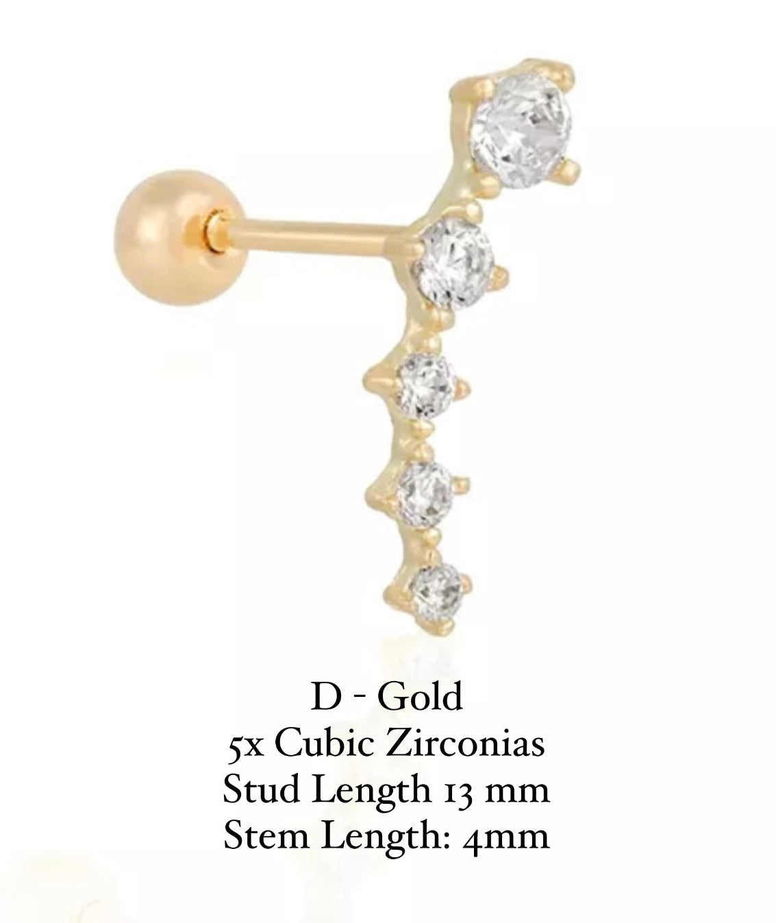 BALL-BACK LINEAR STUDS I S925 Sterling Silver | 18ct Gold/Platinum Plated | Cubic Zirconia