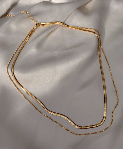 ZINHLE | Gold Snake and Link Double Layer | Tarnish Free | Necklace