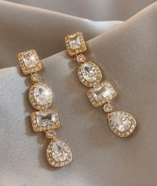 NAWAL | Gold Emerald/Clear  | AAA Grade Cubic Zirconia | Earring