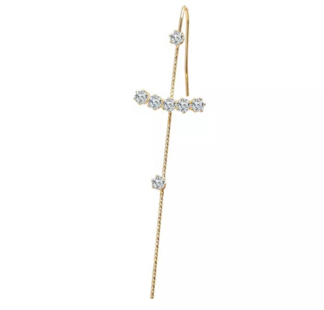 Noya single diamante needle ear cuff (2 styles)