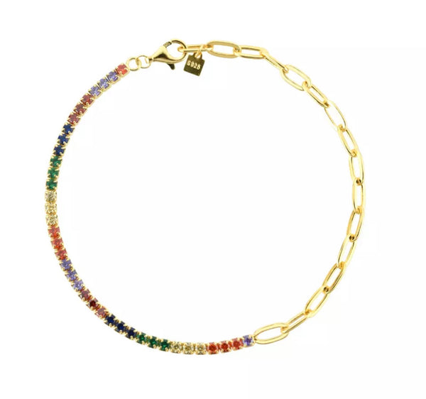 PARADISE ANKLET | Tarnish Free | S925 Sterling Silver |  Clear/MultiColored/Emerald