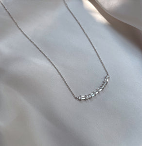 ALESSIA | S925 Sterling Silver | 18ct Gold/Platinum Plated | Linear Encrusted Bar Necklace