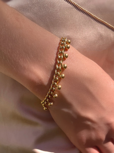 SHAISTA | Tarnish Free | Gold Chunky Link Ball Charm | Bracelet