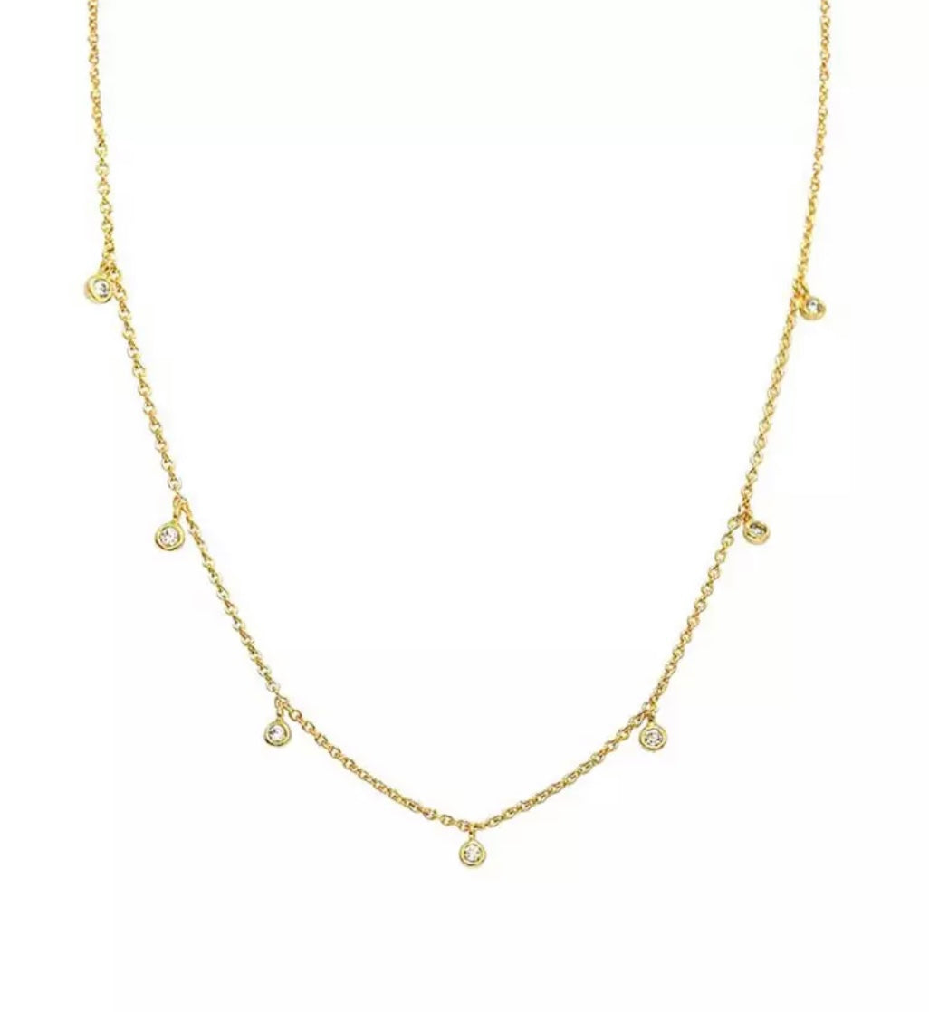 ALEKS RAINDROPS | Tarnish Free | S925 Sterling Silver 18ct gold plated Dainty Drop Necklace | Gold/Silver