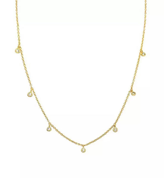 ALEKS RAINDROPS | Tarnish Free | S925 Sterling Silver 18ct gold plated Dainty Drop Necklace | Gold/Silver