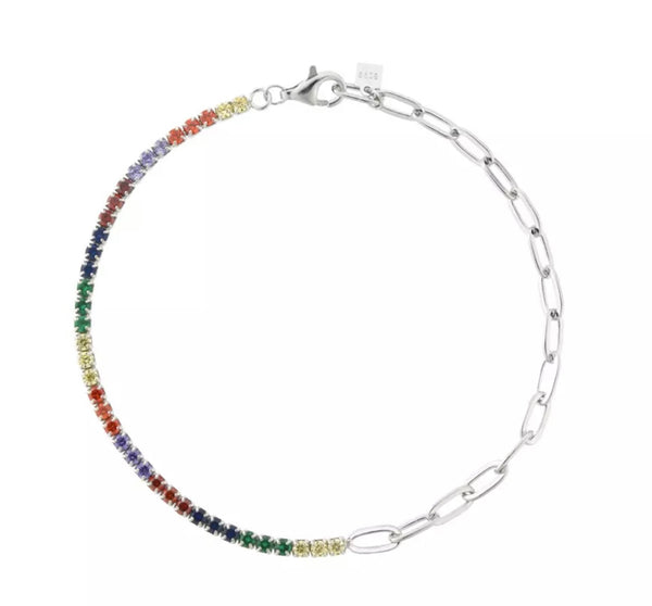 PARADISE ANKLET | Tarnish Free | S925 Sterling Silver |  Clear/MultiColored/Emerald